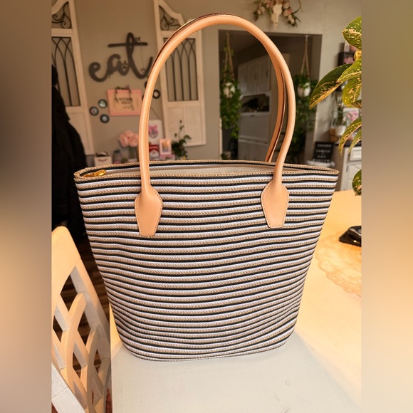 Eric Javits New York Woven Stripe Tote Shoulder Bag - Picture 2 of 8